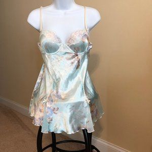 Apt. 9 Intimates Lingerie- Light Blue Babydoll w/Floral Print-Size Small